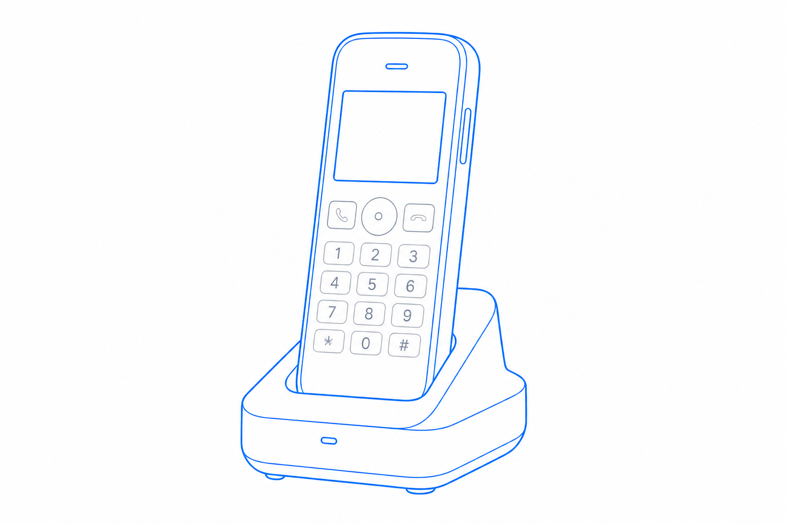 DECT Wireless Handset & Base product illustration for the CloudIP communications & ucaas hardware catalog.