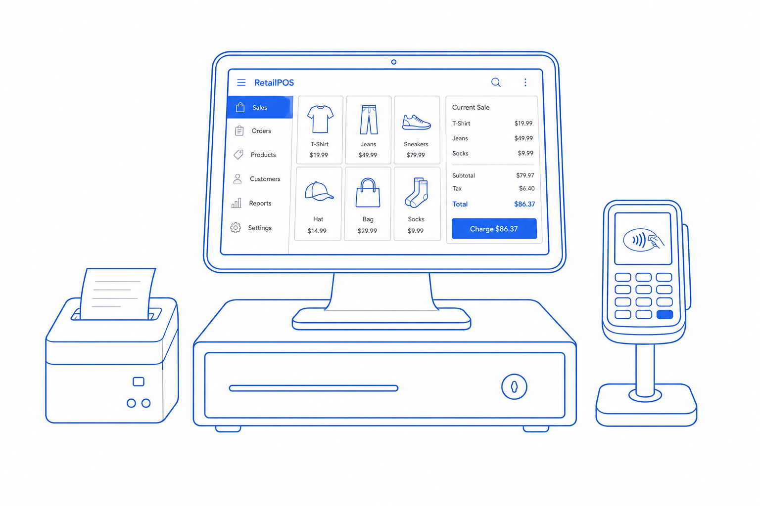 Retail Starter Bundle product illustration for the CloudIP pos hardware bundles catalog.
